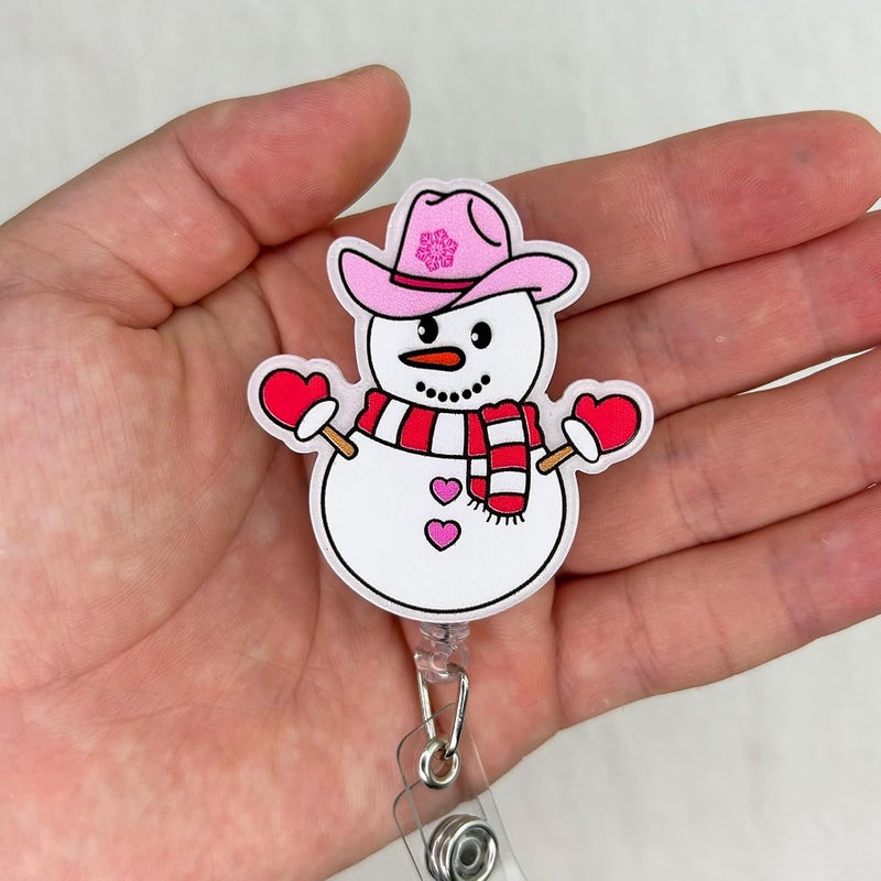 Bydevia Cute Cowgirl Snowman Badge Reel Retractable, Christmas Badge Reel for Nurse Nursing Student RN MA CNA LPN Medical Worker & Teacher, Funny Holiday Nurse Gifts, Winter Badge Holder with Alligator Clip - Image 3